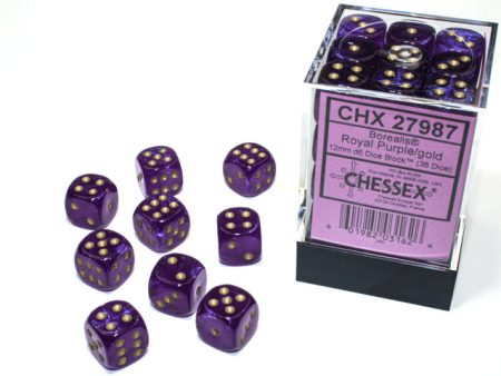 Chessex - 36D6 - Borealis- Royal Purple   Gold Luminary Hot on Sale