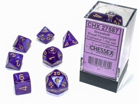 Chessex - 7-Dice Set - Borealis - Royal Purple   Gold ( Polyhedral ) Online