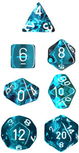 Chessex - 7 Piece - Translucent - Teal white Online Hot Sale