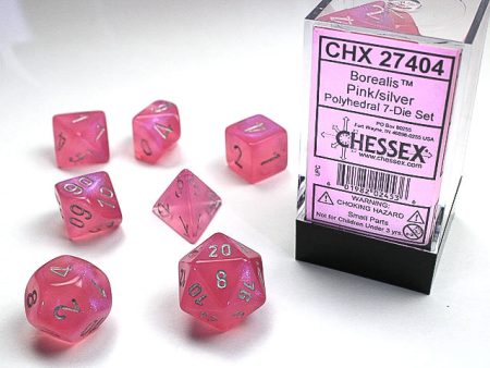 Chessex - 7-Dice Set - Borealis - Pink Silver Discount