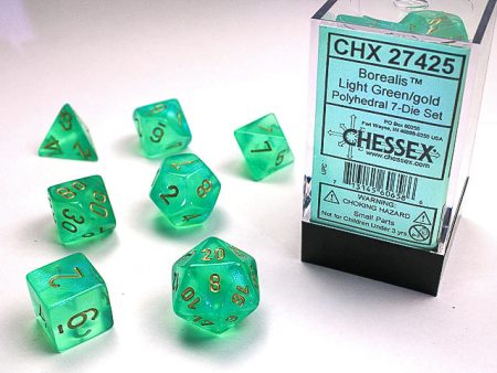 Chessex - 7-Dice Set - Borealis - Light Green Gold Cheap