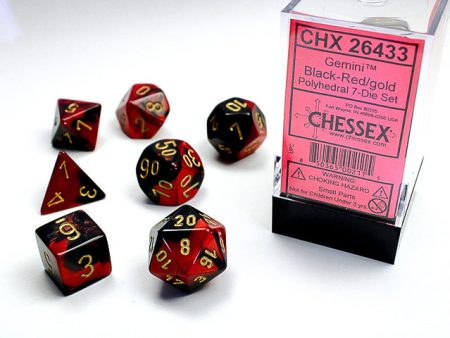 Chessex - 7-Dice Set - Gemini - Black-Red Gold Discount