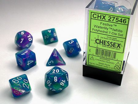 Chessex - 7-Dice Set - Festive - Waterlily White Hot on Sale