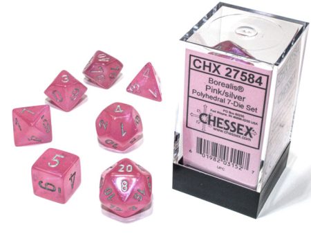 Chessex - 7-Dice Set - Borealis - Pink   Silver ( Polyhedral ) For Discount