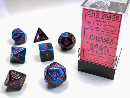 Chessex - 7-Dice Set - Gemini - Black-Starlight Red Online Sale