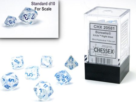 Chessex - 7-Dice Set - Mini Borealis - Icicle   Light Blue Luminary For Discount