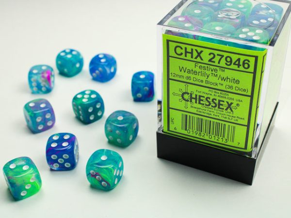 Chessex - 36D6 - Festive - WaterLily White Fashion