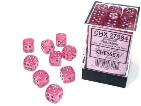 Chessex - 36D6 - Borealis - Pink   Silver Luminary Hot on Sale