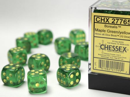 Chessex - 12D6 - Borealis - Maple Green   Yellow on Sale