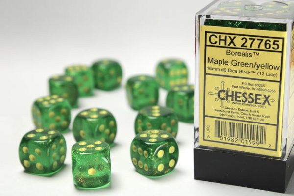 Chessex - 12D6 - Borealis - Maple Green   Yellow on Sale