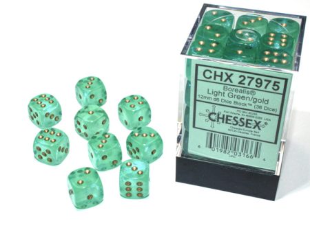 Chessex - 36D6 - Borealis- Light Green   Gold Luminary Online Sale