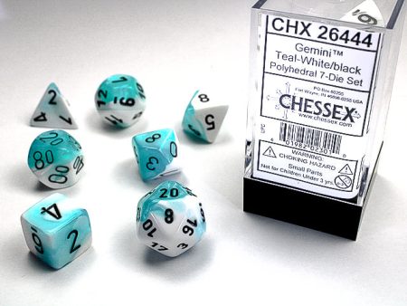 Chessex - 7-Dice Set - Gemini - Teal-White Black Online