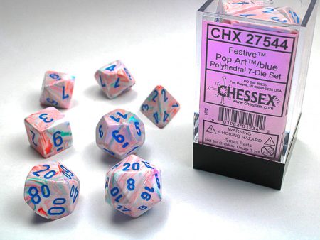 Chessex - 7-Dice Set - Festive - Pop Art Blue Cheap