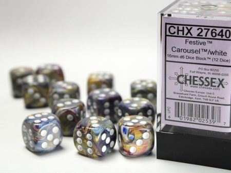 Chessex - 12D6 - Festive - Carousel   White For Cheap