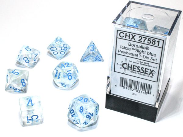 Chessex - 7-Dice Set - Borealis - Icicle   Light Blue ( Polyhedral ) Sale